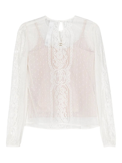 Bead-Embellished Lace Blouse