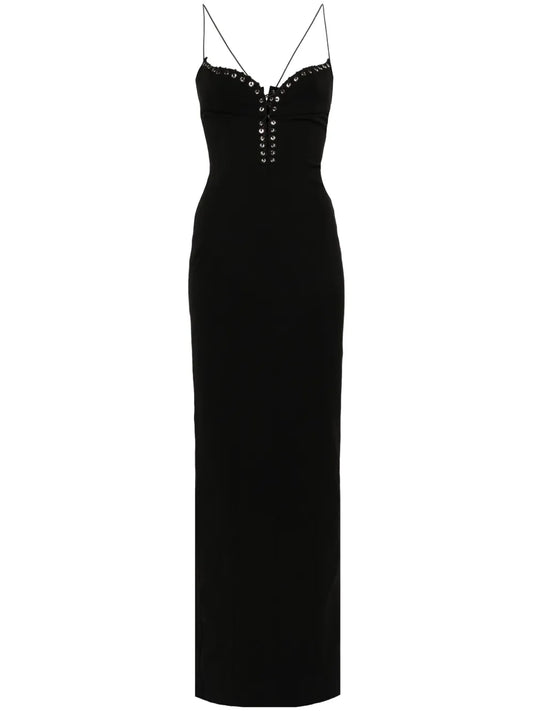 Cleavage Crepe Maxi Dress