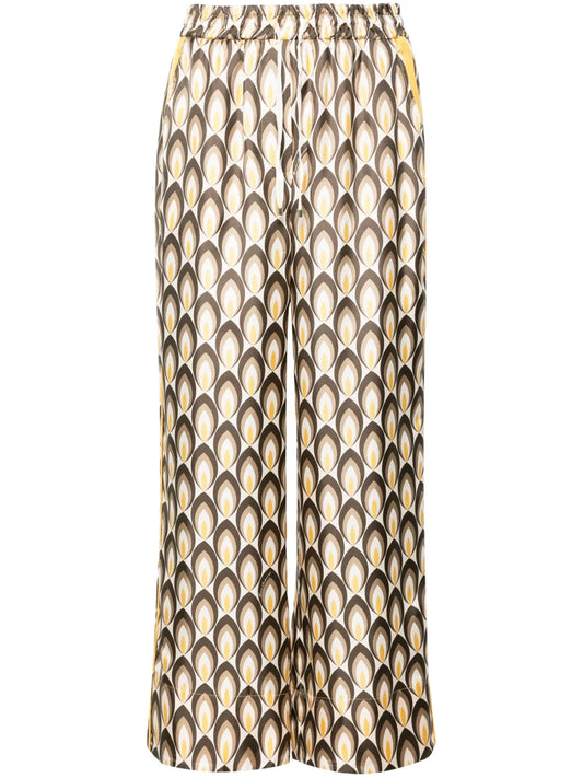 High-Waist Palazzo Silk Trousers