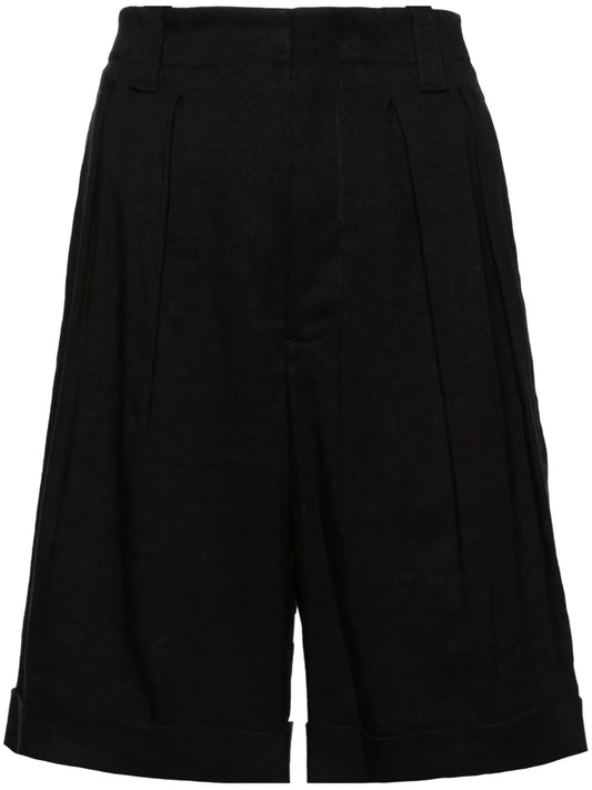 Pleat-Detail Linen Blend Shorts