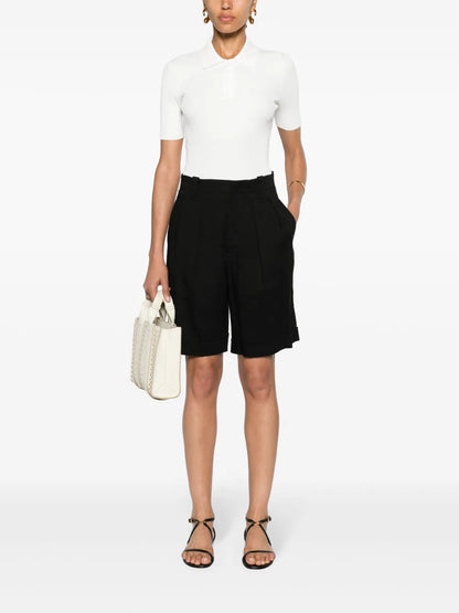 Pleat-Detail Linen Blend Shorts