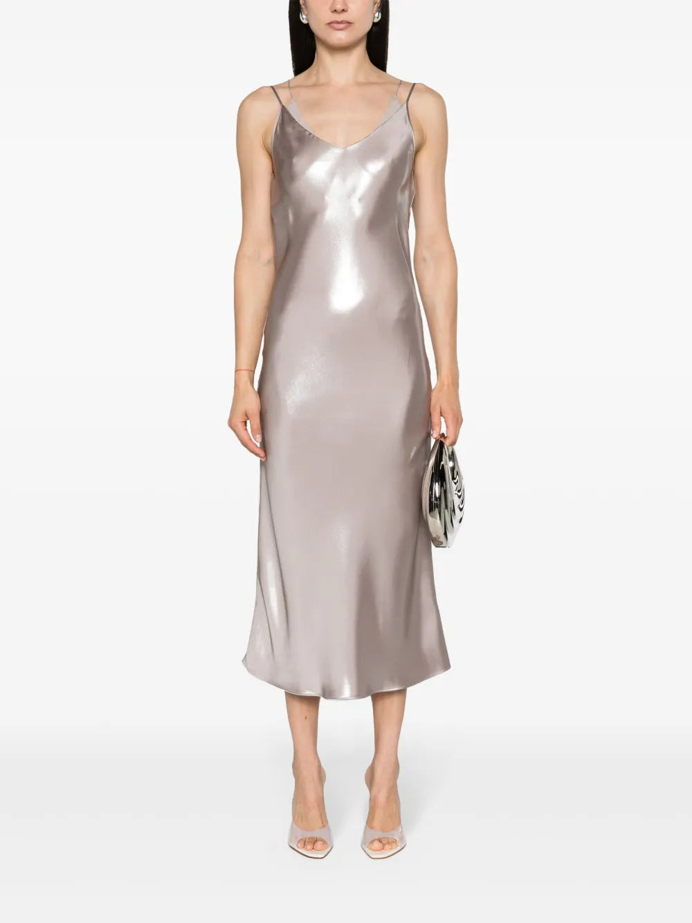 Metallic-Sheen Midi Dress