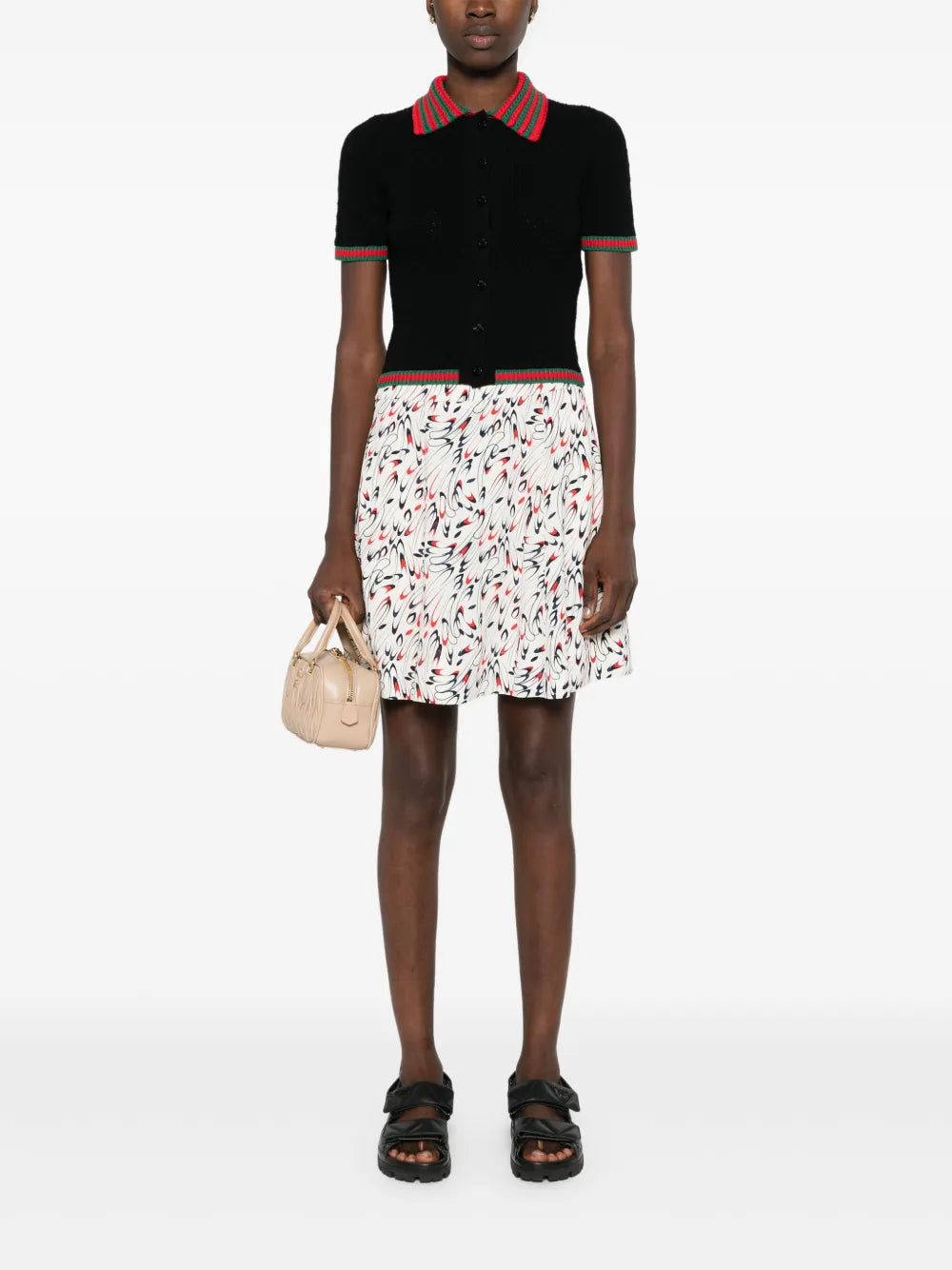 Geometric Crepe Mini Skirt