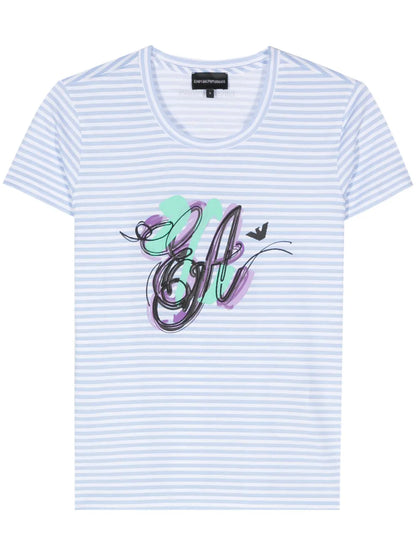 Logo-Print Striped T-Shirt
