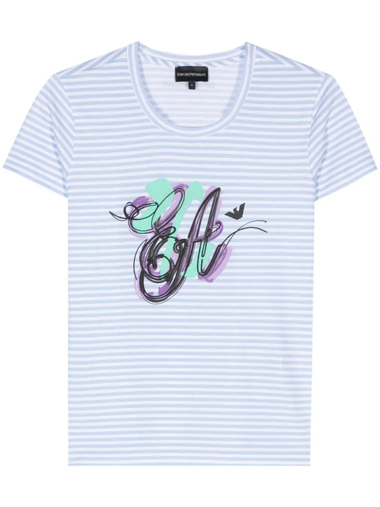 Logo-Print Striped T-Shirt