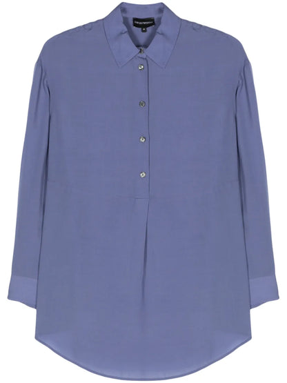 Partial-Fastening Lyocell Shirt