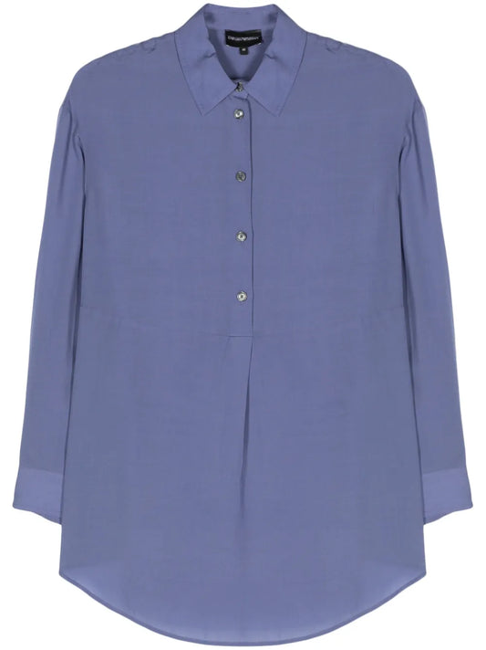 Partial-Fastening Lyocell Shirt