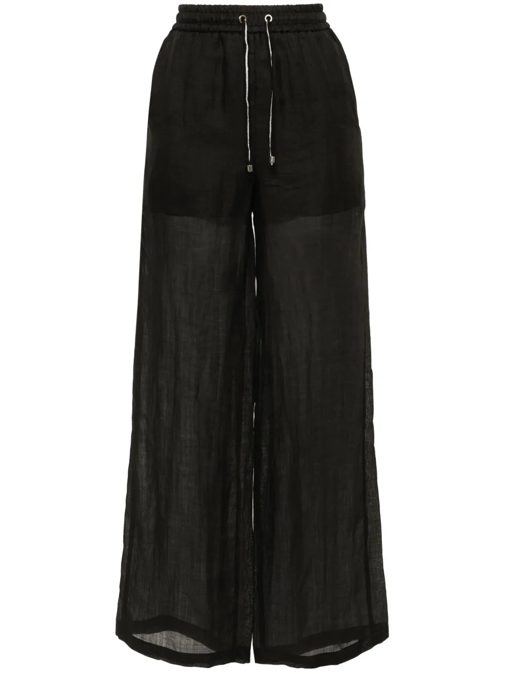 Semi-Sheer Straight-Leg Trousers