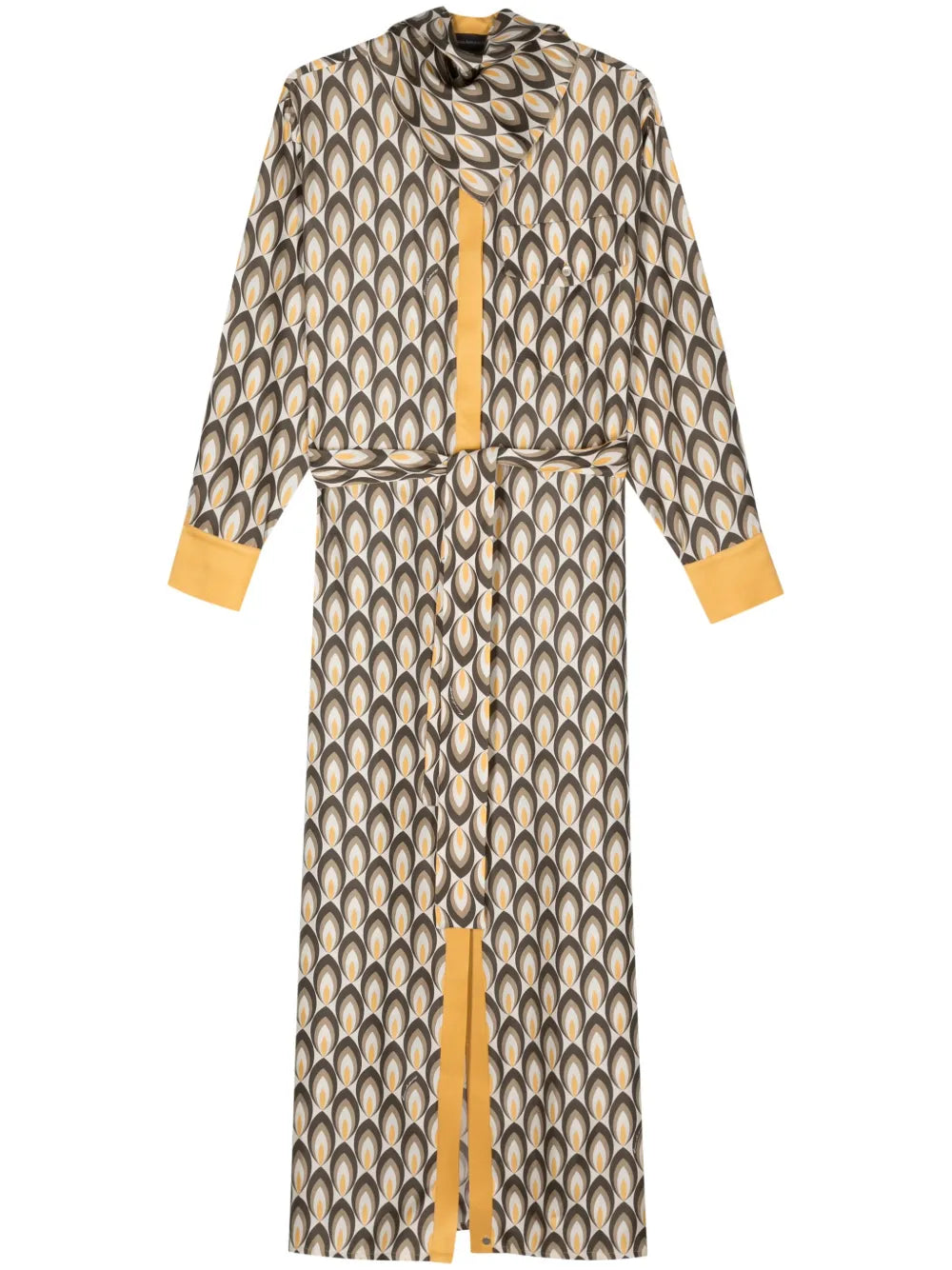 Geometric-Pattern Maxi Silk Dress