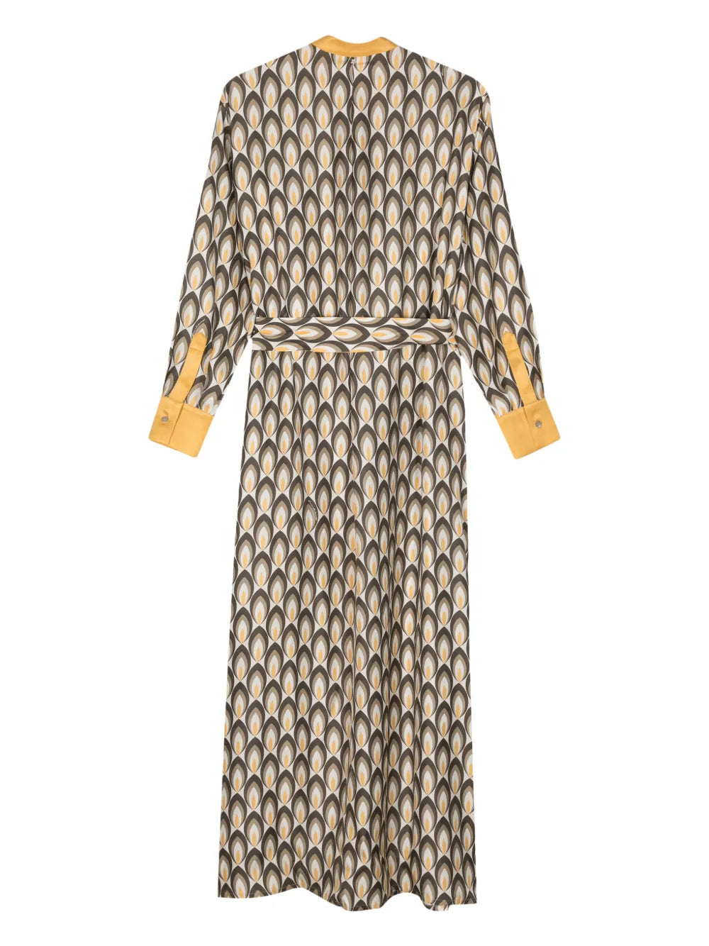 Geometric-Pattern Maxi Silk Dress