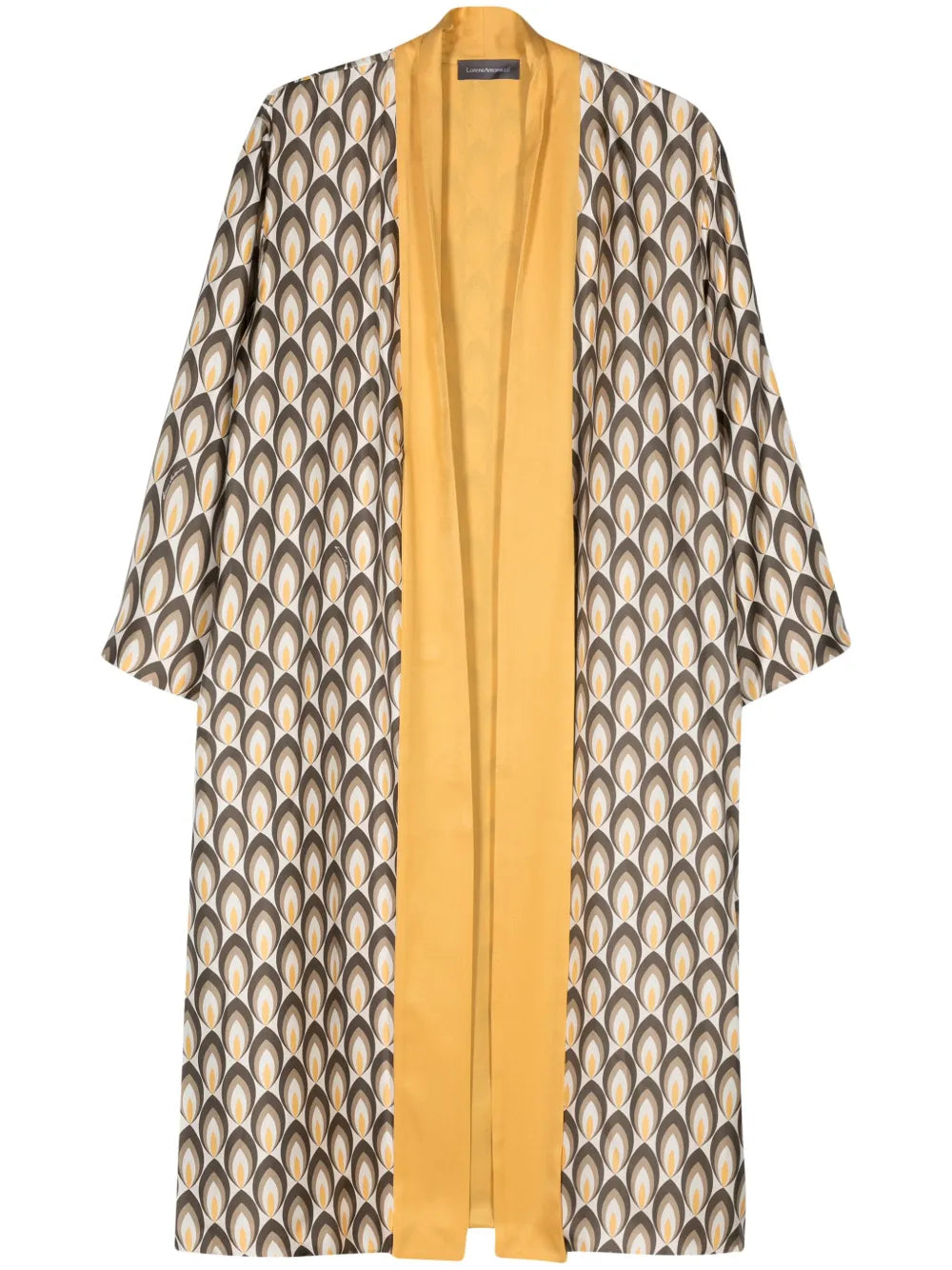 Geometric-Pattern Midi Silk Kaftan