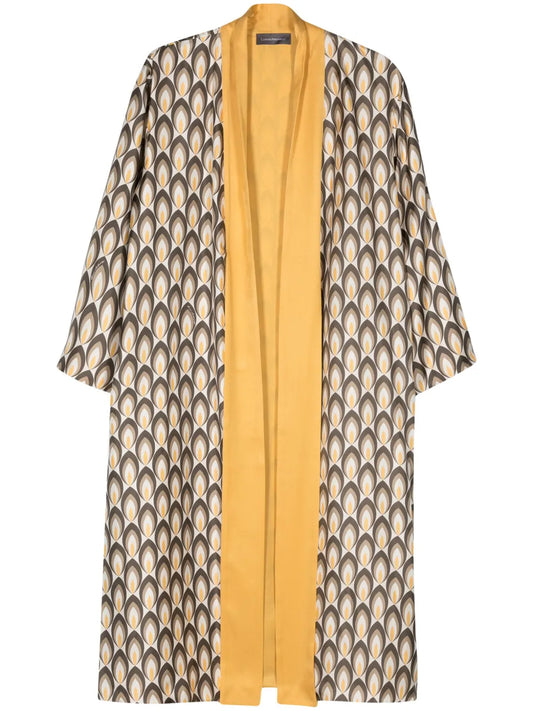 Geometric-Pattern Midi Silk Kaftan