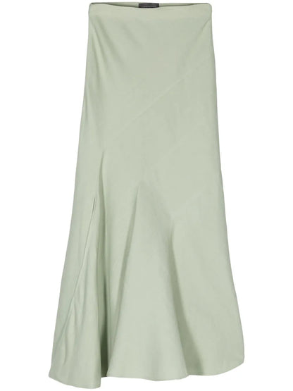 Godet Linen-Blend Maxi Skirt