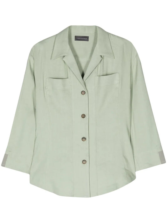 Camp-Collar Linen-Blend Shirt