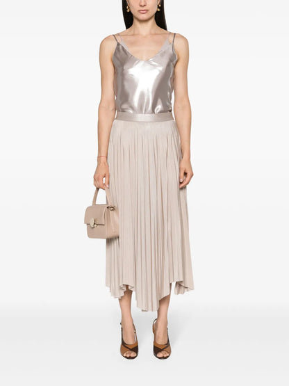 V-Neck Metallic-Sheen Tank Top