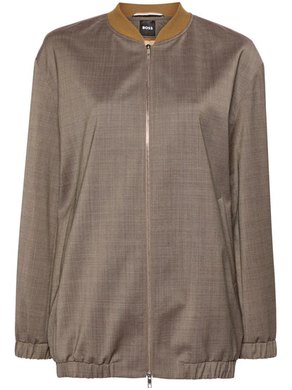 Checked Wool Bomber Jacket