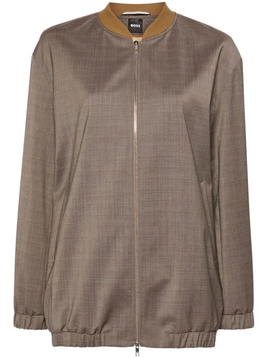 Checked Wool Bomber Jacket