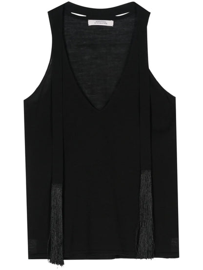Fringe-Detail Knitted Top