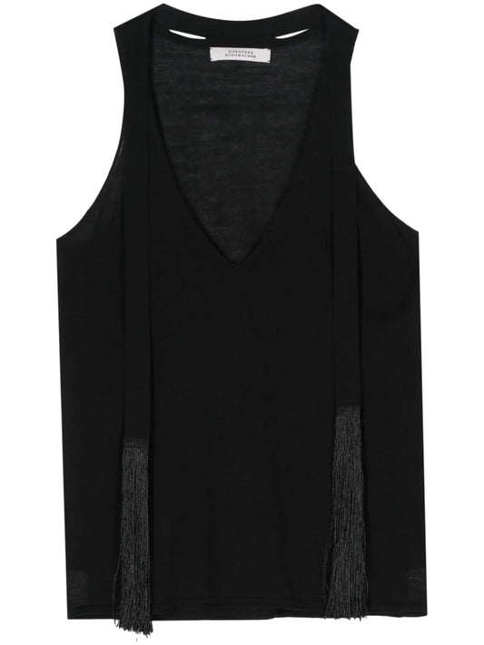 Fringe-Detail Knitted Top