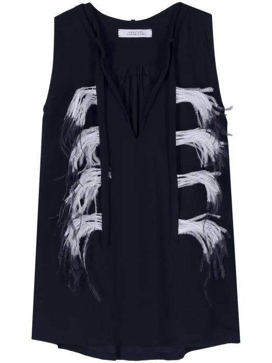 Feather-Detail Blouse