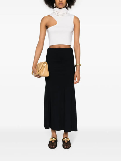 Tonal Stitching Flared Midi Skirt