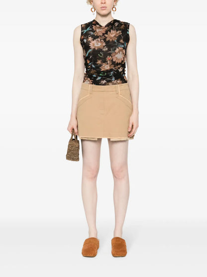 Floral-Print Semi-Sheer Blouse