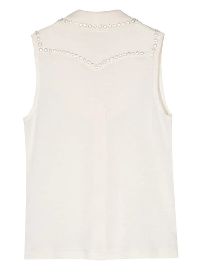Stud-Embellished Knitted Top