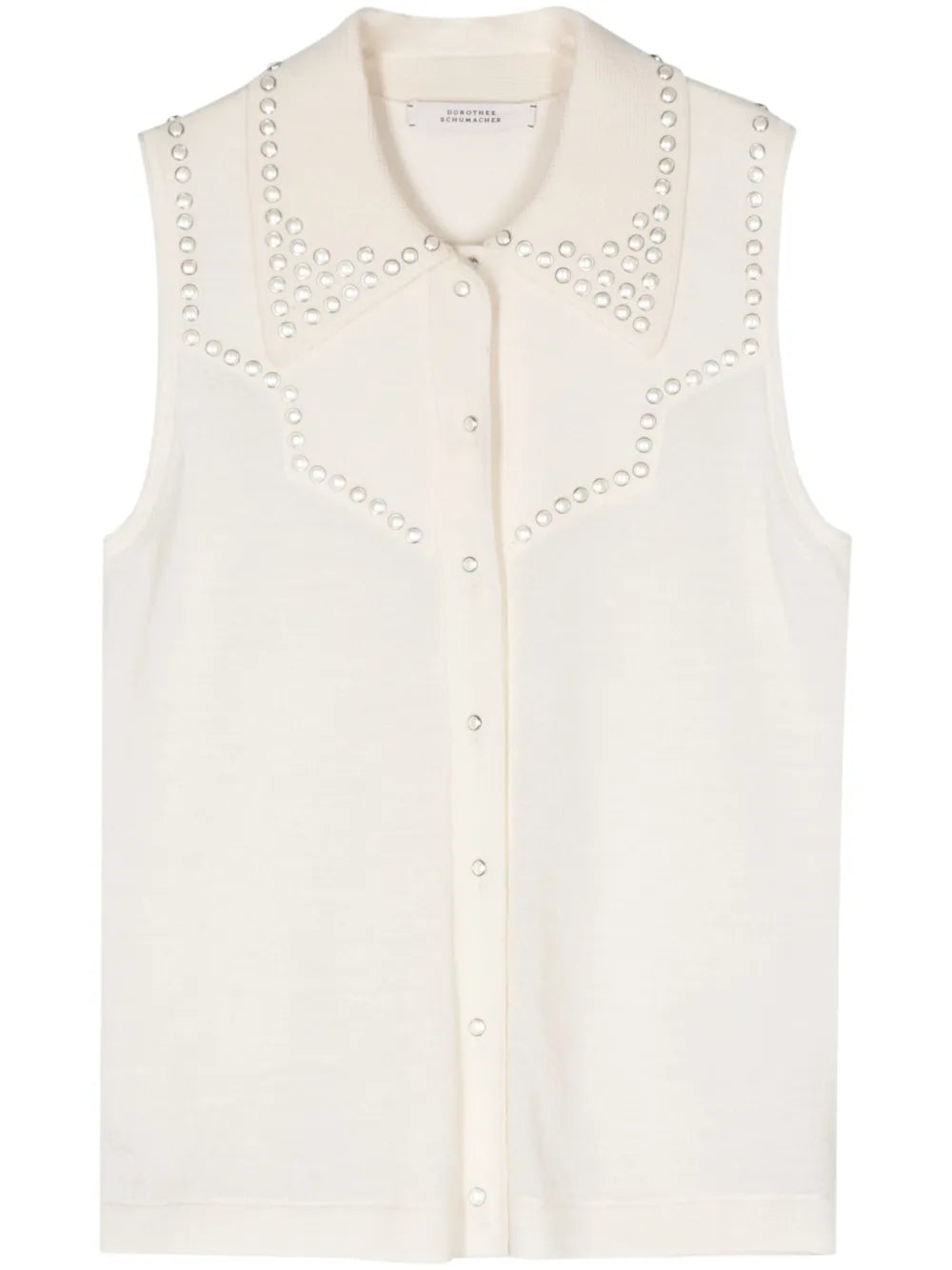 Stud-Embellished Knitted Top