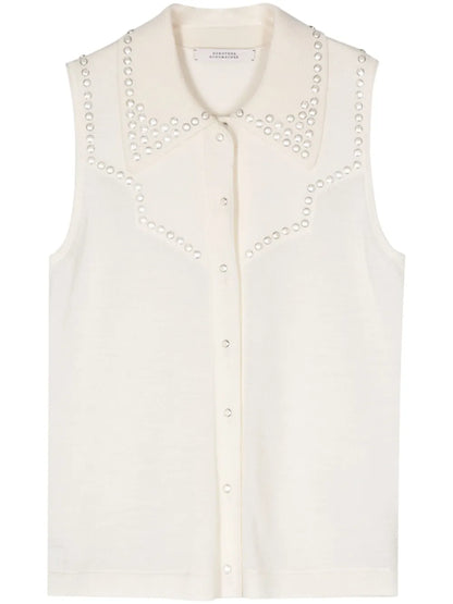 Stud-Embellished Knitted Top
