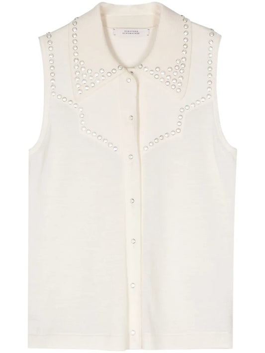 Stud-Embellished Knitted Top