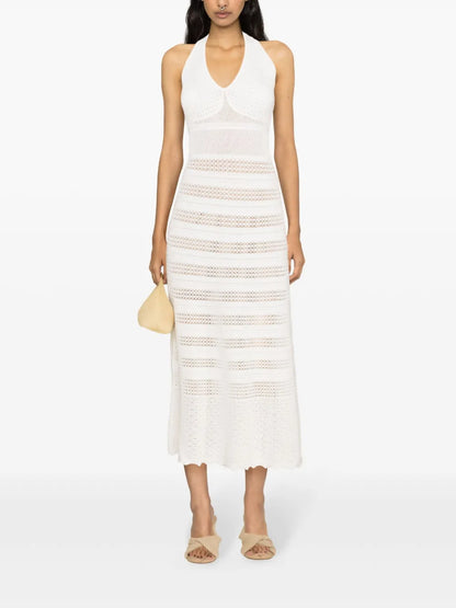 Halterneck Crochet Midi Dress