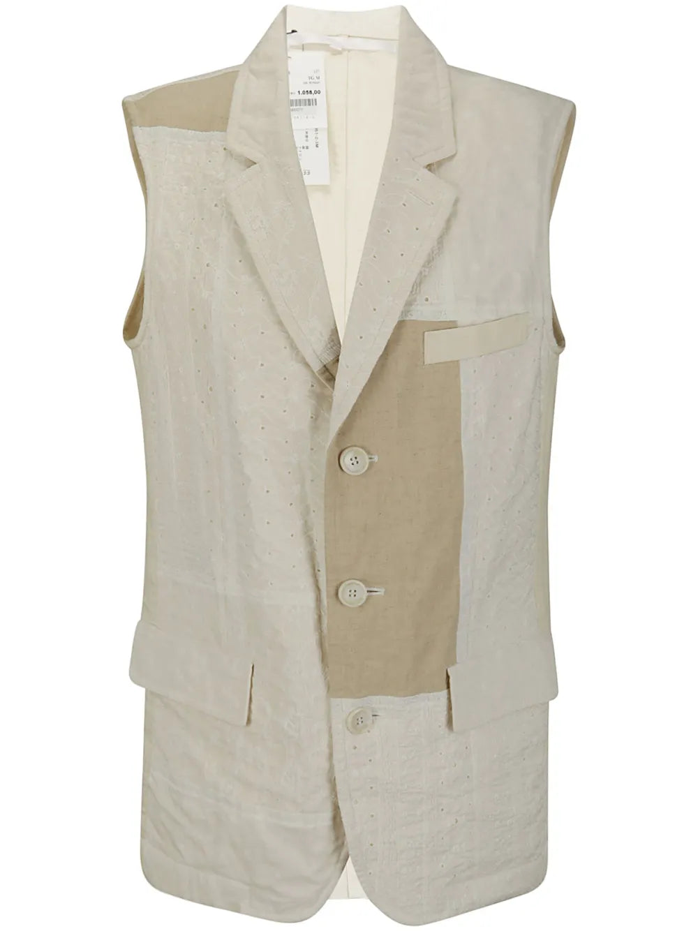 Patchwork-Design Single-Breasted Vest