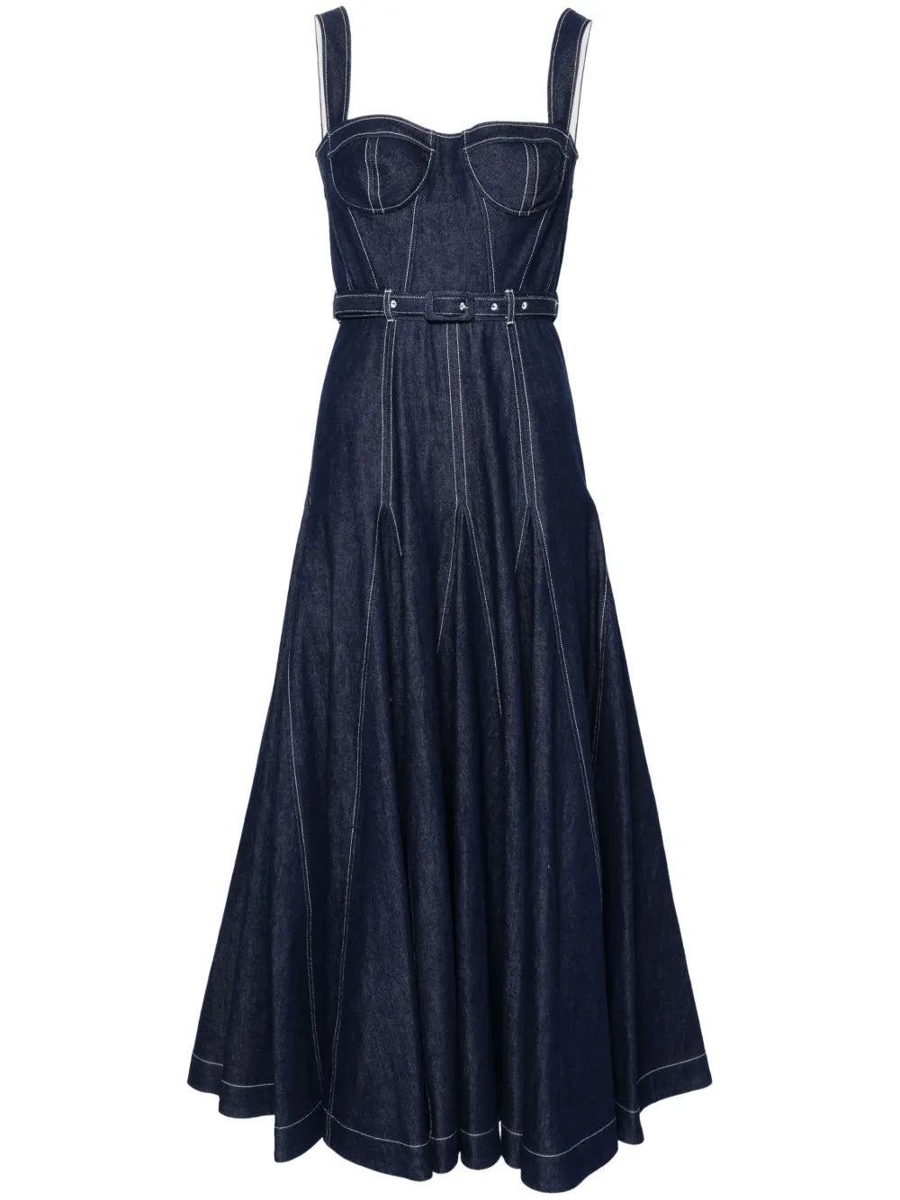 Belted Denim Midi Dress