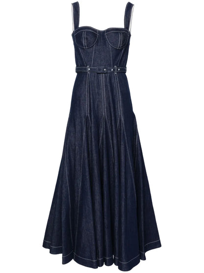 Belted Denim Midi Dress