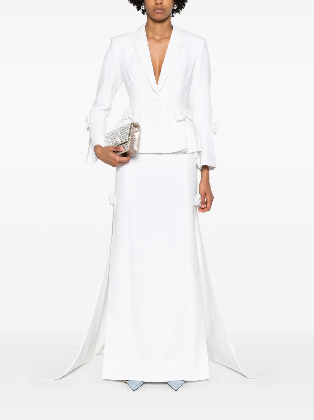 Sabina Bow-Detail Crepe Midi Skirt