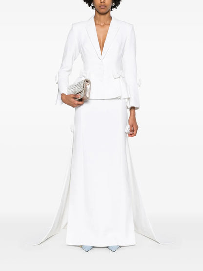Sabina Bow-Detail Crepe Midi Skirt