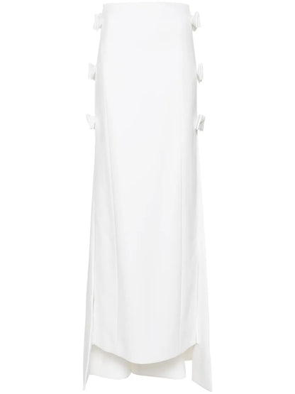 Sabina Bow-Detail Crepe Midi Skirt