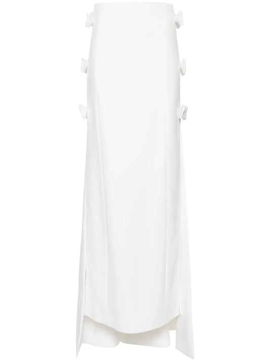 Sabina Bow-Detail Crepe Midi Skirt