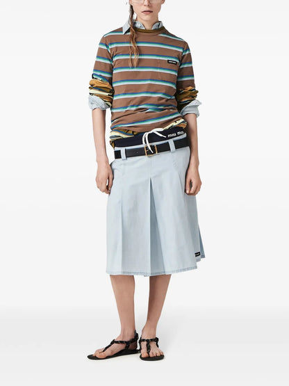 Pleated Chambray Skirt