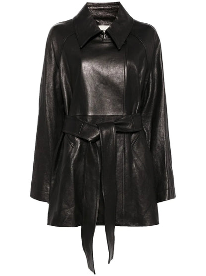 Belted Leather Coat