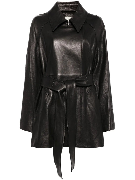 Belted Leather Coat