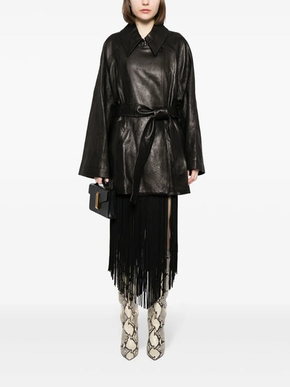 Belted Leather Coat
