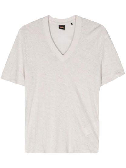 Logo-Embroidered Linen T-Shirt