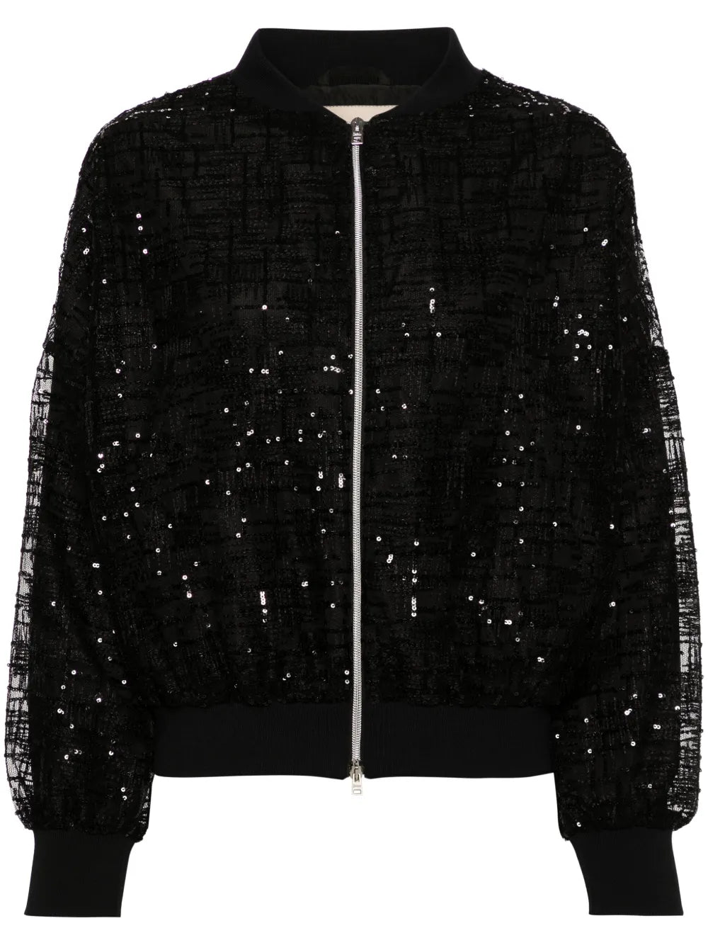Sequin-Embellished Bomber Jacket