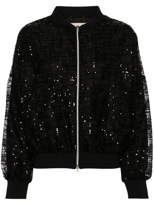 Sequin-Embellished Bomber Jacket