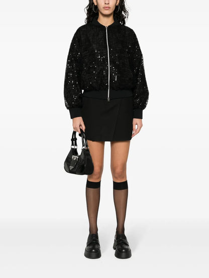 Sequin-Embellished Bomber Jacket
