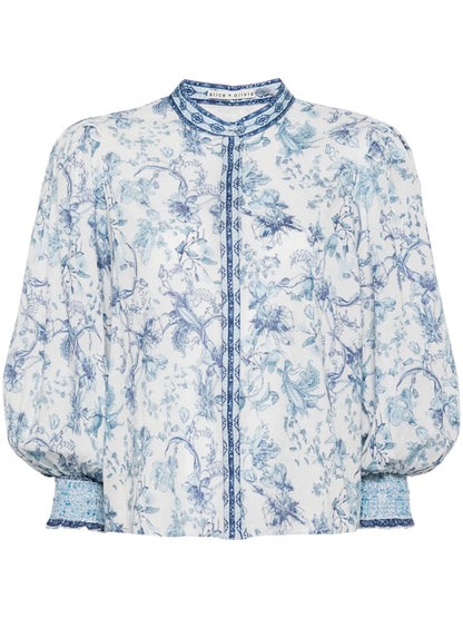 April Floral-Print Cotton Blouse