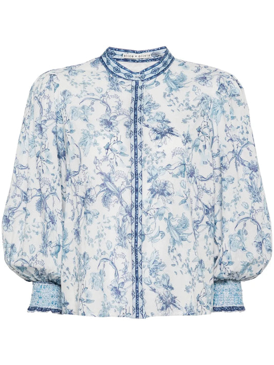 April Floral-Print Cotton Blouse