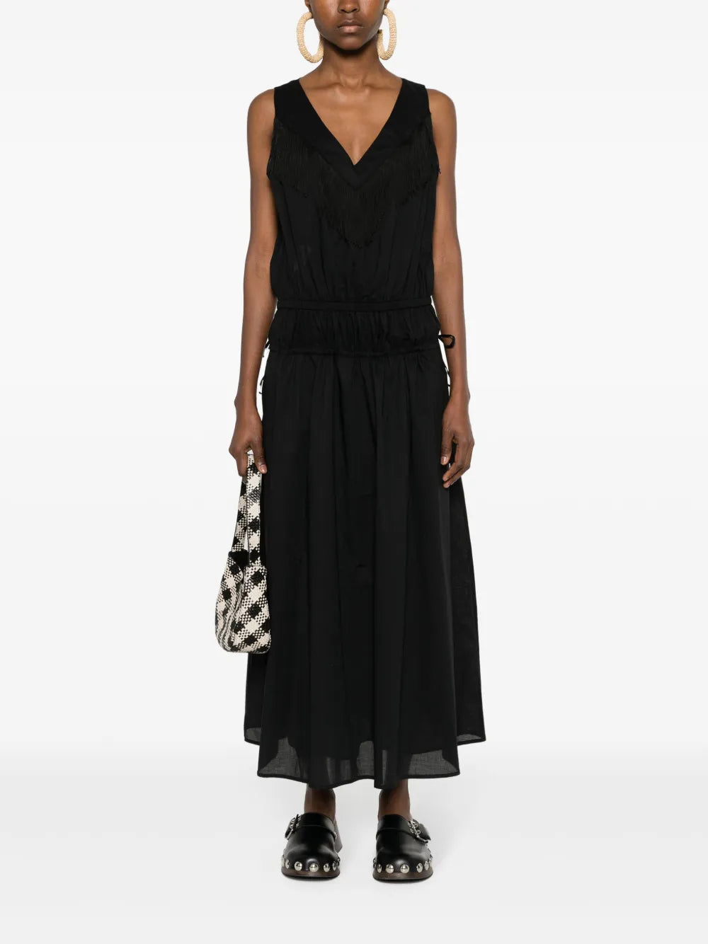 Fringe-Detail Cotton Midi Dress