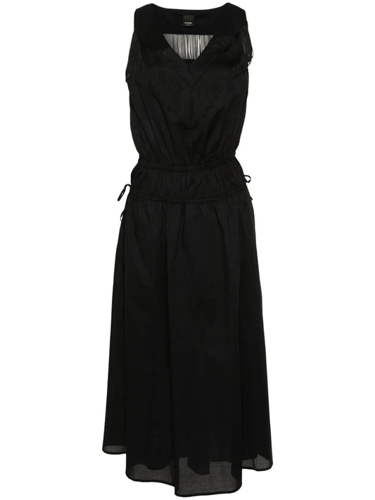Fringe-Detail Cotton Midi Dress